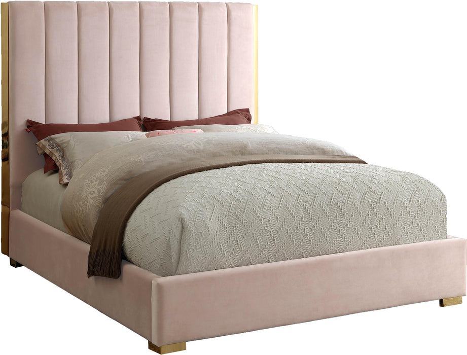 Becca Pink Velvet Queen Bed - Furniture Stars (Chicago, IL)