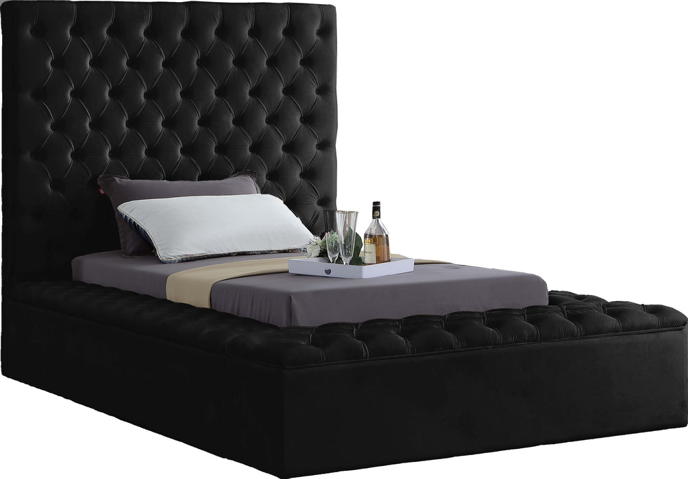 Bliss Black Velvet Twin Bed (3 Boxes) - Furniture Stars (Chicago, IL)