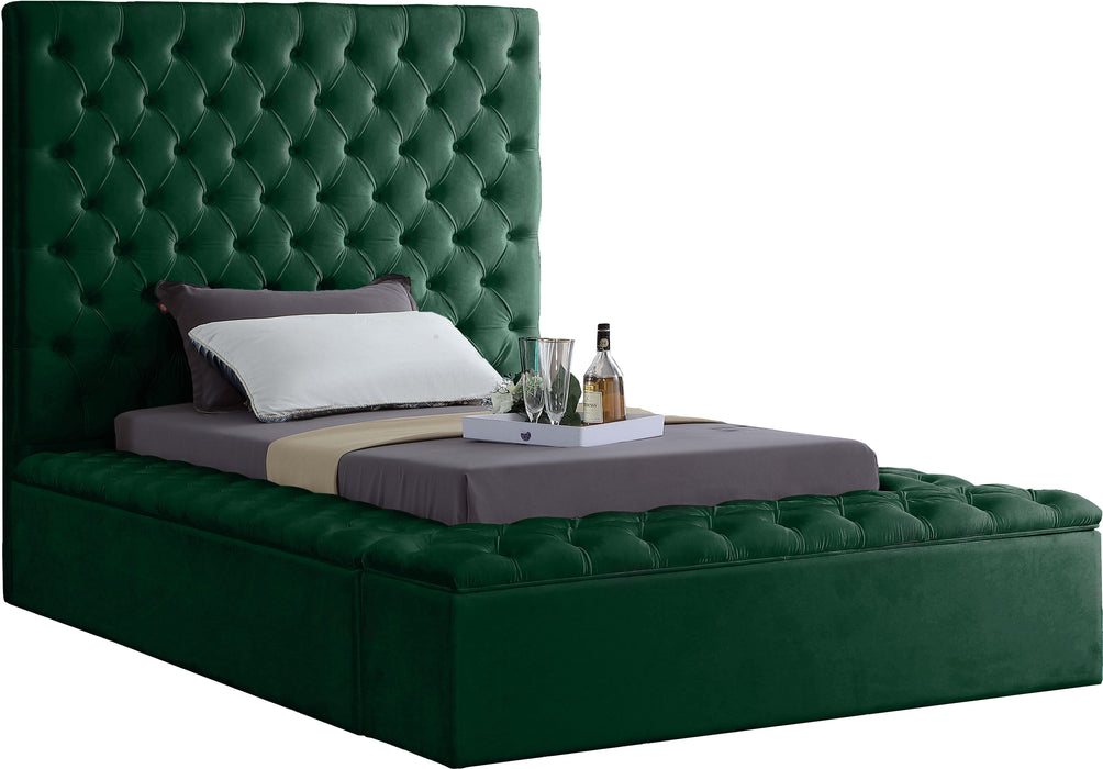 Bliss Green Velvet Twin Bed (3 Boxes) - Furniture Stars (Chicago, IL)