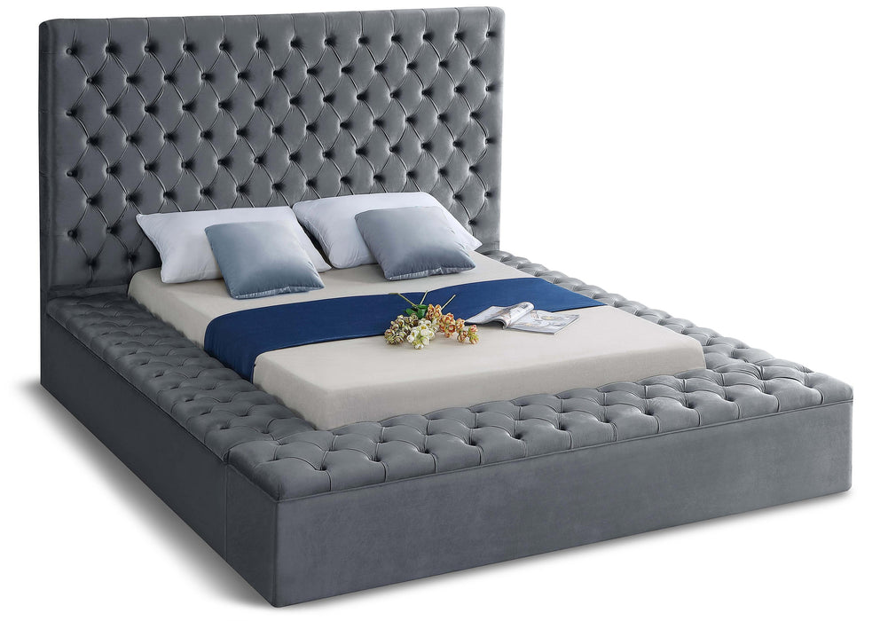 Bliss Grey Velvet Queen Bed (3 Boxes) - Furniture Stars (Chicago, IL)