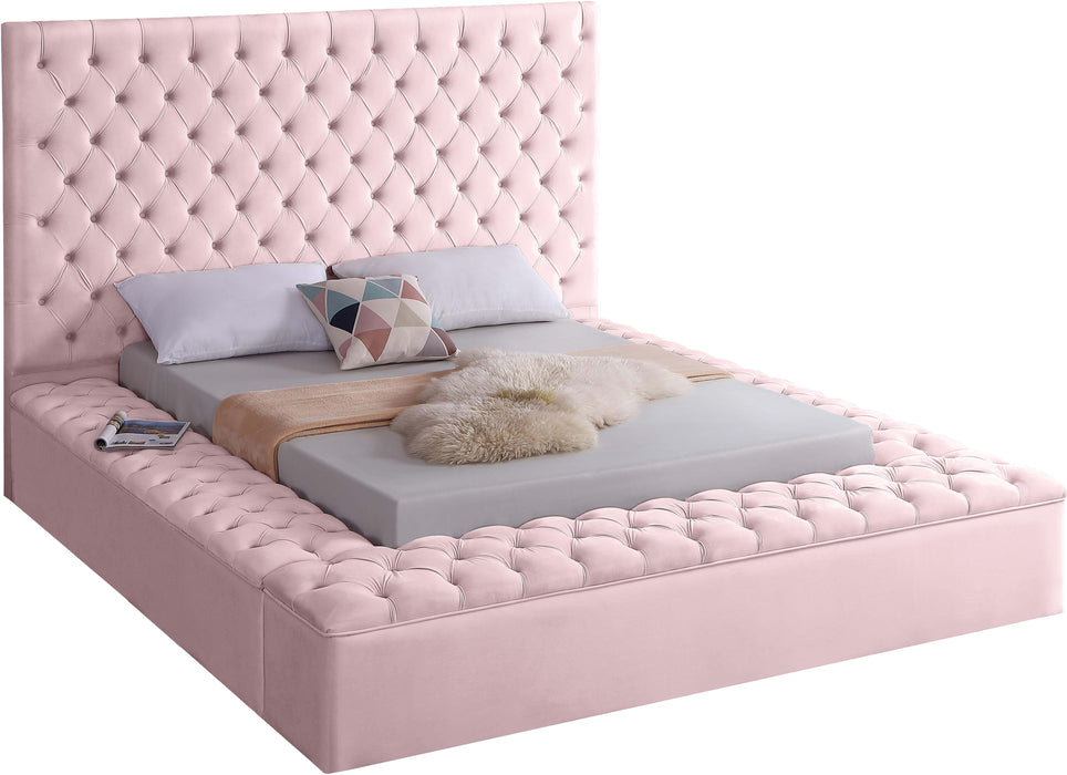 Bliss Pink Velvet King Bed (3 Boxes) - Furniture Stars (Chicago, IL)