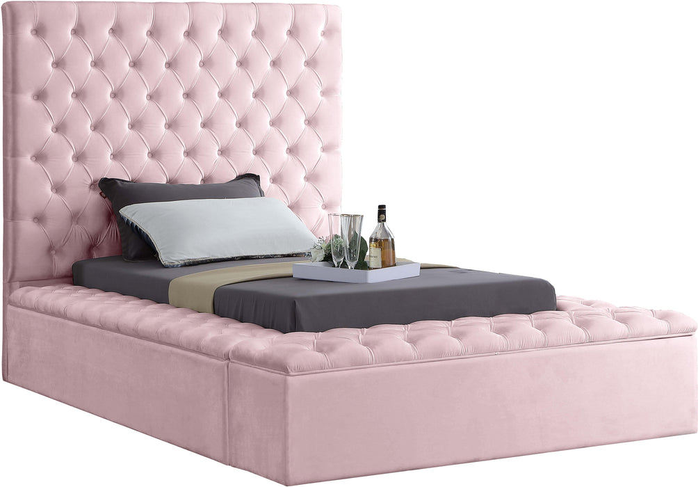 Bliss Pink Velvet Twin Bed (3 Boxes) - Furniture Stars (Chicago, IL)