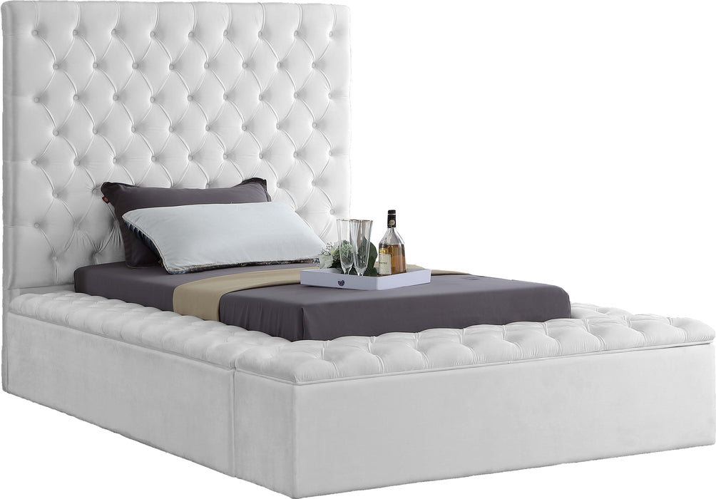 Bliss White Velvet Twin Bed (3 Boxes) - Furniture Stars (Chicago, IL)
