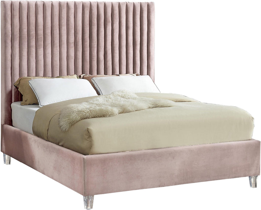 Candace Pink Velvet King Bed - Furniture Stars (Chicago, IL)