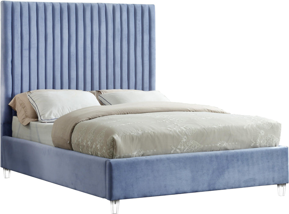 Candace Sky Blue Velvet King Bed - Furniture Stars (Chicago, IL)
