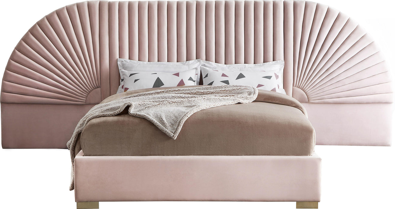 Cleo Pink Velvet Queen Bed (3 Boxes) - Furniture Stars (Chicago, IL)