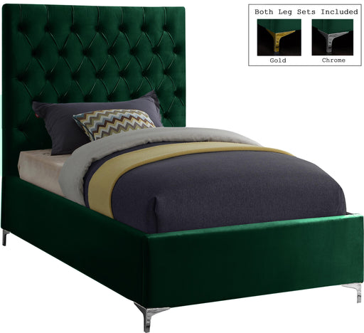 Cruz Green Velvet Twin Bed - Furniture Stars (Chicago, IL)