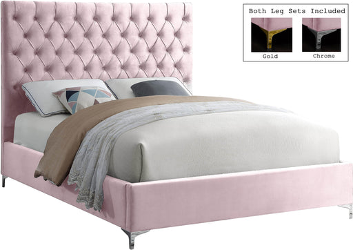 Cruz Pink Velvet Queen Bed - Furniture Stars (Chicago, IL)
