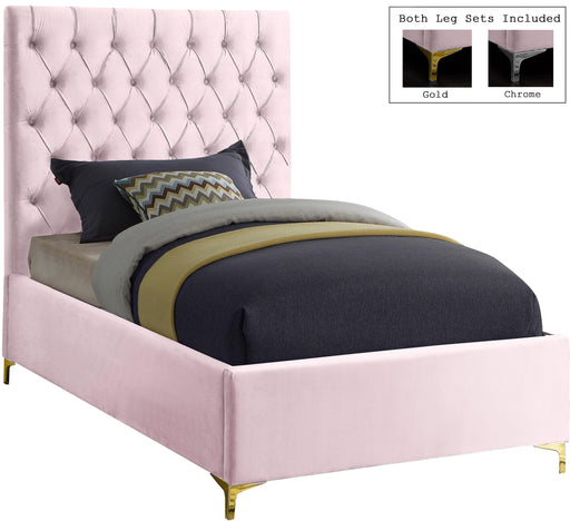 Cruz Pink Velvet Twin Bed - Furniture Stars (Chicago, IL)