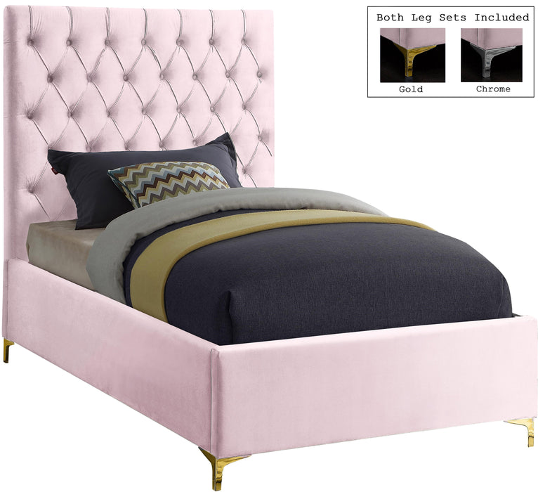 Cruz Pink Velvet Twin Bed - Furniture Stars (Chicago, IL)