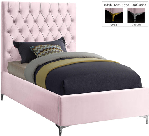 Cruz Pink Velvet Twin Bed - Furniture Stars (Chicago, IL)
