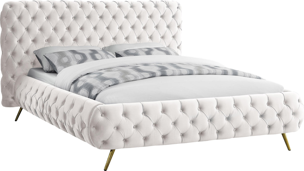 Delano Cream Velvet King Bed - Furniture Stars (Chicago, IL)