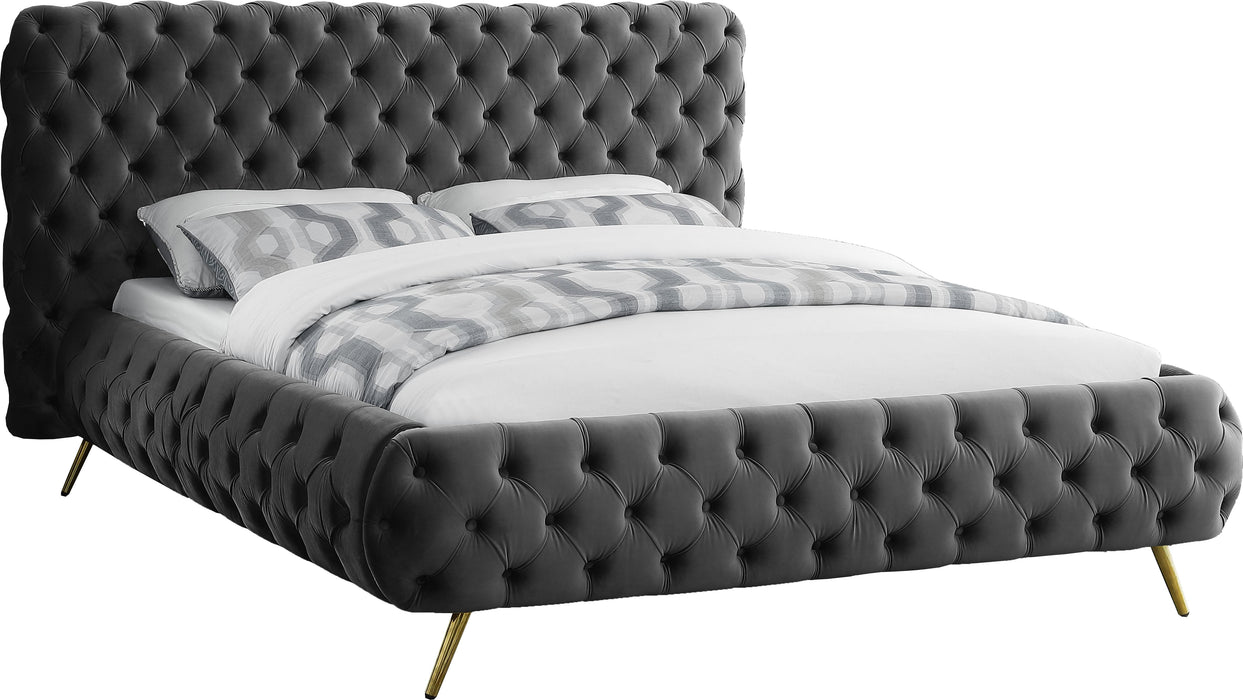 Delano Grey Velvet Queen Bed - Furniture Stars (Chicago, IL)