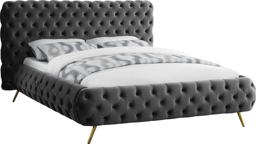 Delano Grey Velvet Queen Bed - Furniture Stars (Chicago, IL)