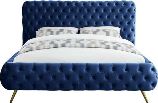 Delano Navy Velvet Queen Bed - Furniture Stars (Chicago, IL)