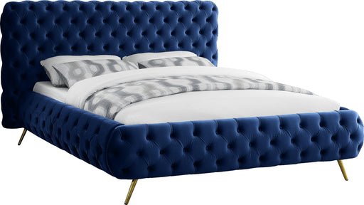 Delano Navy Velvet King Bed - Furniture Stars (Chicago, IL)