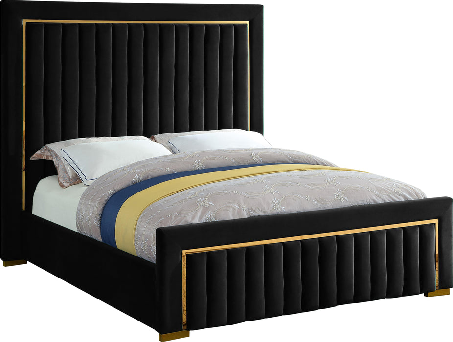 Dolce Black Velvet King Bed (3 Boxes) - Furniture Stars (Chicago, IL)