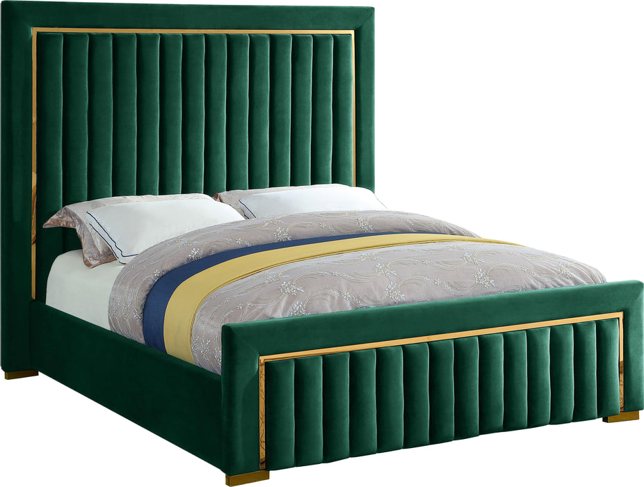 Dolce Green Velvet King Bed (3 Boxes) - Furniture Stars (Chicago, IL)
