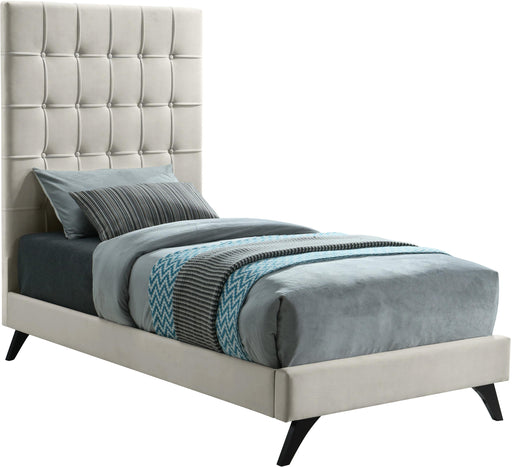 Elly Cream Velvet Twin Bed - Furniture Stars (Chicago, IL)