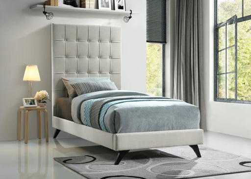 Elly Cream Velvet Twin Bed - Furniture Stars (Chicago, IL)