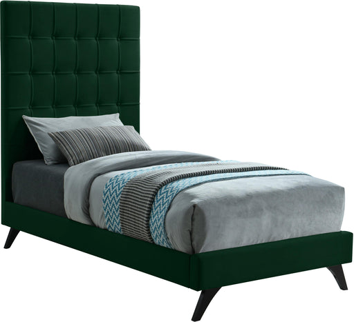 Elly Green Velvet Twin Bed - Furniture Stars (Chicago, IL)