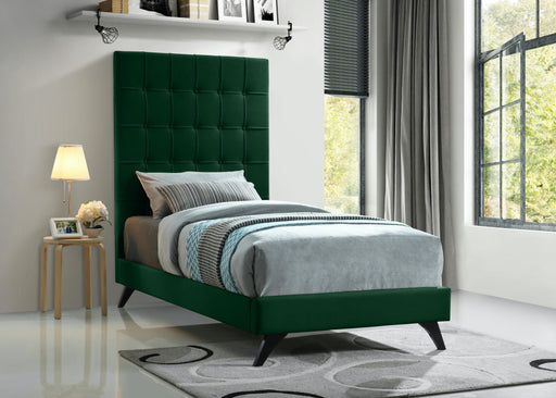 Elly Green Velvet Twin Bed - Furniture Stars (Chicago, IL)