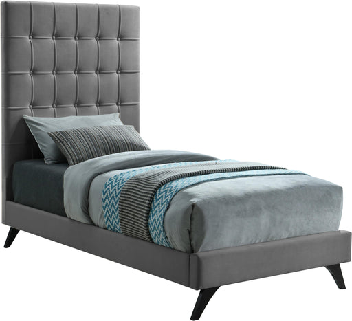 Elly Grey Velvet Twin Bed - Furniture Stars (Chicago, IL)