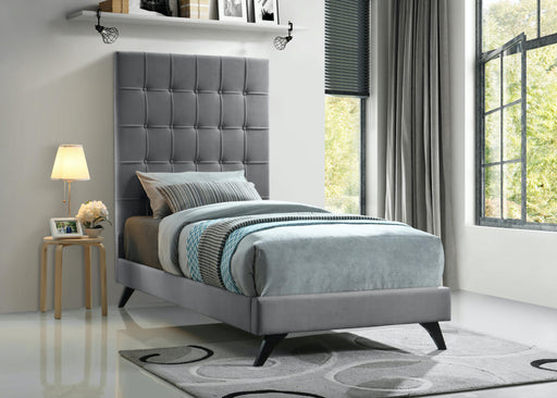 Elly Grey Velvet Twin Bed - Furniture Stars (Chicago, IL)