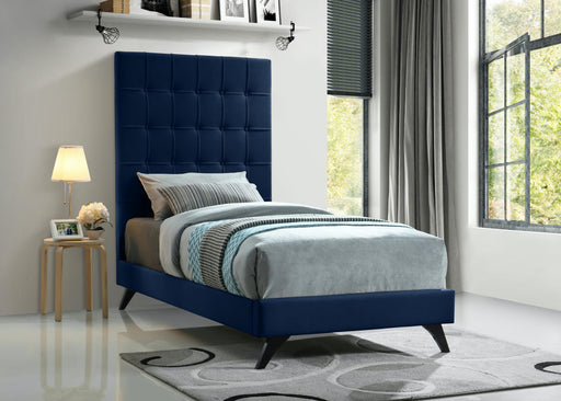 Elly Navy Velvet Twin Bed - Furniture Stars (Chicago, IL)