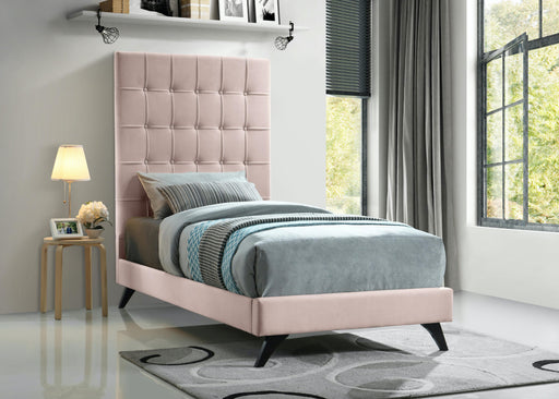 Elly Pink Velvet Twin Bed - Furniture Stars (Chicago, IL)