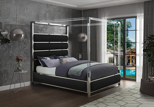 Encore Black Faux Leather King Bed (4 Boxes) - Furniture Stars (Chicago, IL)