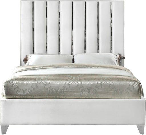 Enzo White Velvet Full Bed - Furniture Stars (Chicago, IL)