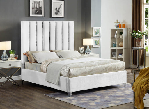 Enzo White Velvet Full Bed - Furniture Stars (Chicago, IL)