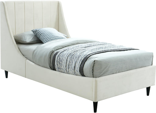 Eva Cream Velvet Twin Bed - Furniture Stars (Chicago, IL)