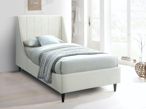 Eva Cream Velvet Twin Bed - Furniture Stars (Chicago, IL)