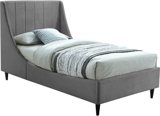 Eva Grey Velvet Twin Bed - Furniture Stars (Chicago, IL)