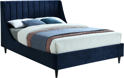 Eva Navy Velvet Queen Bed - Furniture Stars (Chicago, IL)
