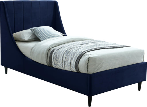 Eva Navy Velvet Twin Bed - Furniture Stars (Chicago, IL)