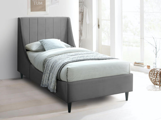 Eva Grey Velvet Twin Bed - Furniture Stars (Chicago, IL)