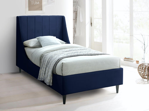 Eva Navy Velvet Twin Bed - Furniture Stars (Chicago, IL)