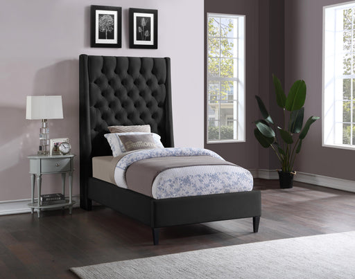 Fritz Black Velvet Twin Bed - Furniture Stars (Chicago, IL)