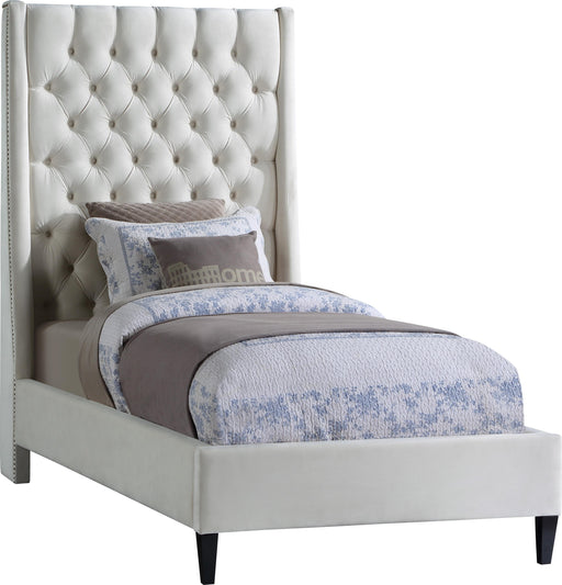 Fritz Cream Velvet Twin Bed - Furniture Stars (Chicago, IL)