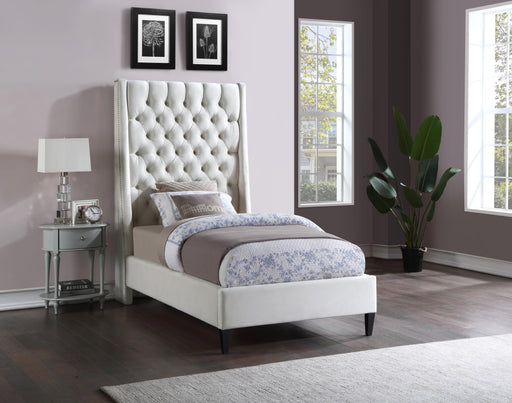 Fritz Cream Velvet Twin Bed - Furniture Stars (Chicago, IL)