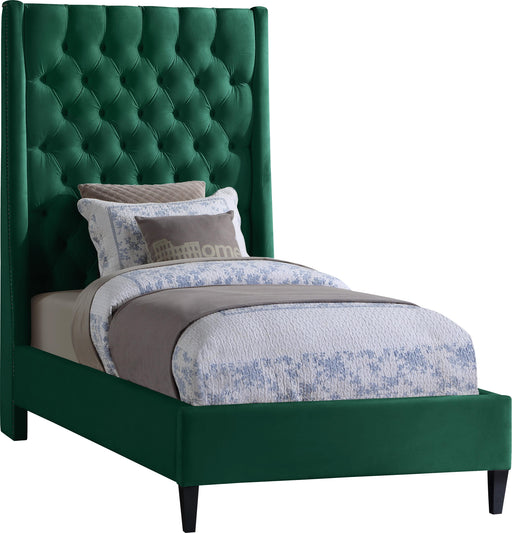 Fritz Green Velvet Twin Bed - Furniture Stars (Chicago, IL)
