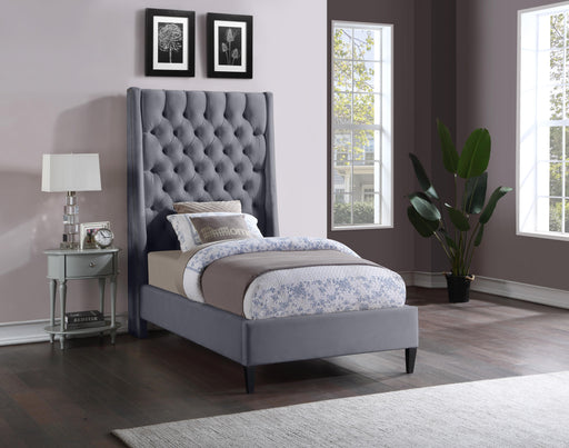 Fritz Grey Velvet Twin Bed - Furniture Stars (Chicago, IL)