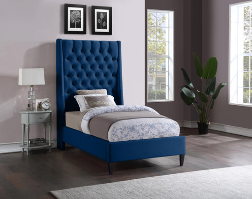 Fritz Navy Velvet Twin Bed - Furniture Stars (Chicago, IL)