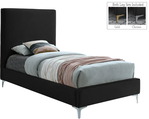 Geri Black Velvet Twin Bed - Furniture Stars (Chicago, IL)