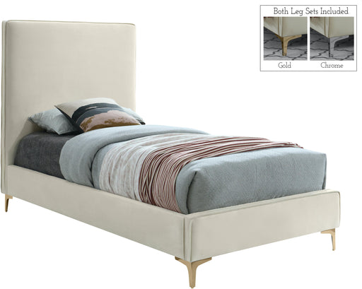 Geri Cream Velvet Twin Bed - Furniture Stars (Chicago, IL)