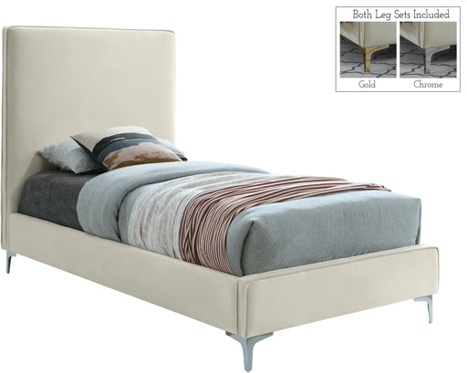 Geri Cream Velvet Twin Bed - Furniture Stars (Chicago, IL)