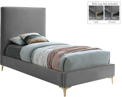 Geri Grey Velvet Twin Bed - Furniture Stars (Chicago, IL)